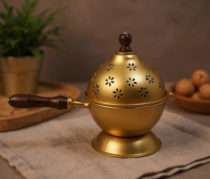 Dhoop Dani | Dhup Holder with Wooden Handle | Loban Burner | Doop...