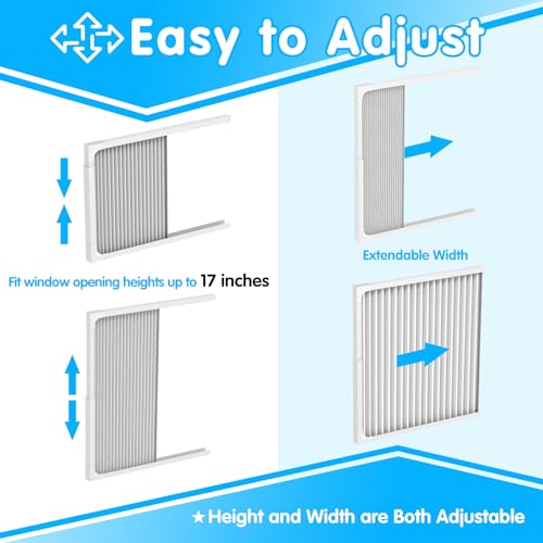 Air Jade Window Air Conditioner Side Panels with Frame, Adjustable AC Side Panels for 5,000 to 14,000 Btu Window AC Units, Extra Wide Window Air Conditioner Panels and Frame Kit, Pack of 2