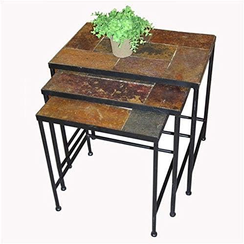 Amazon.com: 4D Concepts 3-Piece Nesting Tables with Slate Tops, Metal ...