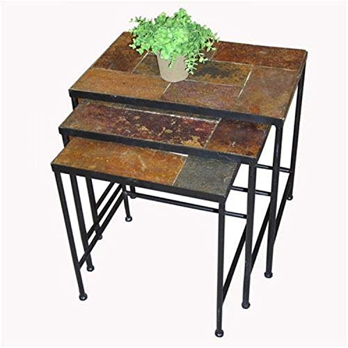 4D Concepts 3-Piece Nesting Tables with Slate Tops, Metal/Slate