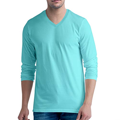 Image of Pooplu Men's Regular Fit Plain 100% Cotton V Neck Full Sleeves Multicolour Pootlu T Shirt. Casual, Trendy, Stylish Tshirts and Tees