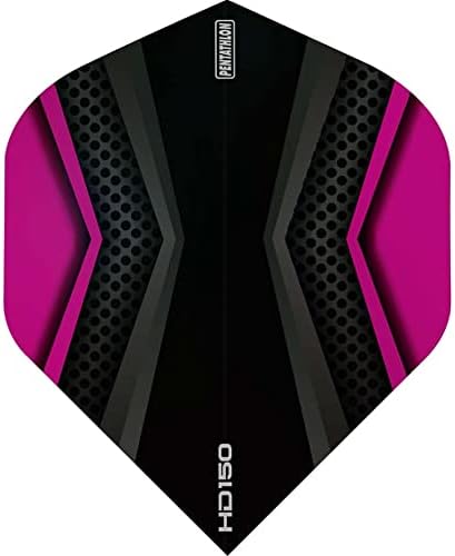 US Darts Pentathlon HD150 - Vuelos de dardos estándar, 3 juegos (9 vuelos), 150 micro Ex-Tough - Magenta (púrpura/rojo)