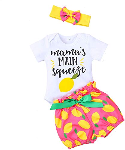 3PCS Newborn Baby Girl Clothes Ruffle Romper Bodysuit +Pants Shorts+Headband Infant Baby Girl Outfit Set Pink