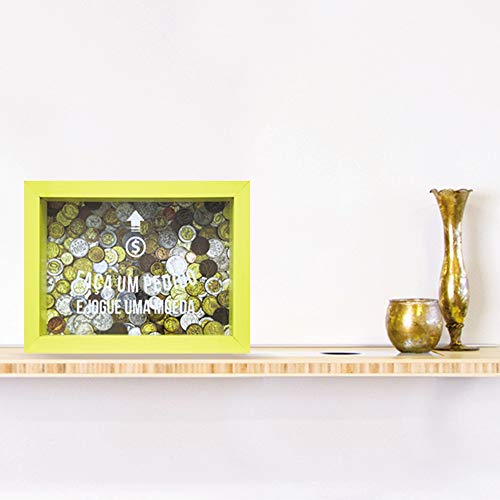 Quadro Cofre Moedas 13X18cm Amarelo Kapos Amarela 15X20X4