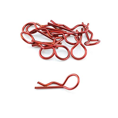 HobbyStar Bent 1/10 Body Clips, RC Car, Red, 10pcs.