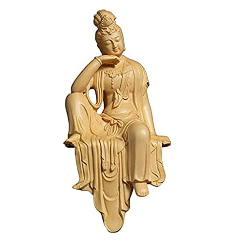 Avalokitesvara Bouddha Statue Ornement en Bois pour Déco de Salon et Bureau Zen