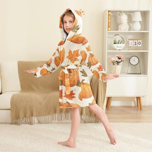 GuoChe Autumn Leaf Halloween Hooded Robe Kids Robes For Girls Size 6-73
