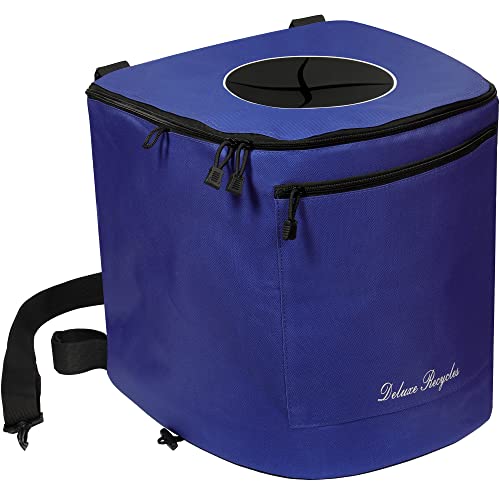 Deluxe Recycles Portable Trash Can for Boating and Camping - Durable and Collapsible with Inner Bin - Kayak, Fishing, Beach, Hiking and Camping Essentials, Boat Accessories 8 Gallon Trash Can (Blue)