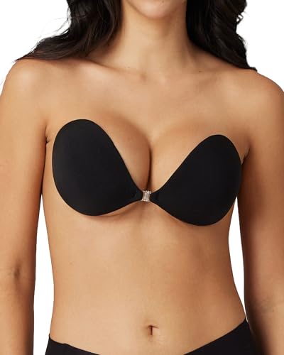 Image of Niidor Women's Silicone Adhesive Bra, Invisible Sticky Bra, Strapless Backless Reusable Bra for Wedding Dress