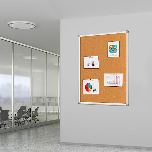 Cork Bulletin Board, Bulletin-Boards, Notes Board, Memo Board, 24X 36 Inch, Silver Aluminum Frame #TOP6
