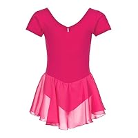 Justaucorps Danse Betty Tanzmuster - Manches Courtes Avec Jupette Mousseline Et Strass - Rose/Blanc/Bleu - Taille Enfant