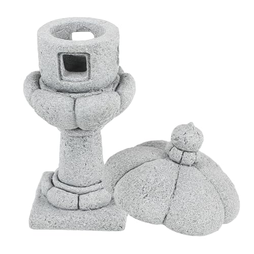 Baluue Mini Stone Lantern Pagoda Statue for Zen Garden Fengshui Decoration Outdoor Micro Landscape Figurine for Bonsai Courtyard Fish Tank Garden Ornament