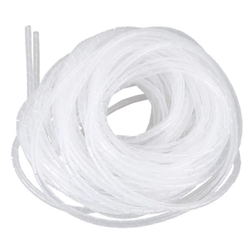 Banda enrolladora de Cables en Espiral 4 mm x 10 m, Color Blanco, Ideal para organizar y Proteger Cables y alambres.