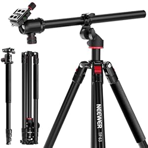 NEEWER 90 Inch Tall Overhead Horizontal Camera Tripod Monopod with Ball Head & Flexible Center Column, Metal DSLR Video Travel Stand, Arca Type QR Plate & Inverted Legs, Max Load 10 kg / 22 lbs, TP63