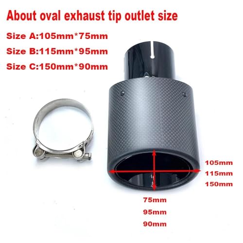 Silenciador tubo de escape coche con boquilla de carbono de gran diámetro 150mm 6