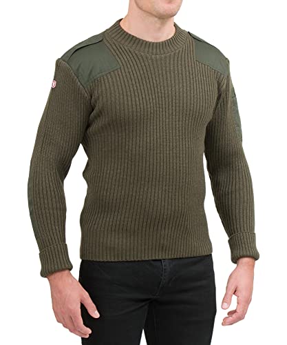 Flanders Fields Natural Wool British Commando Sweater | Military Sweaters for Men | Tactical Sweater with Shoulder Patches