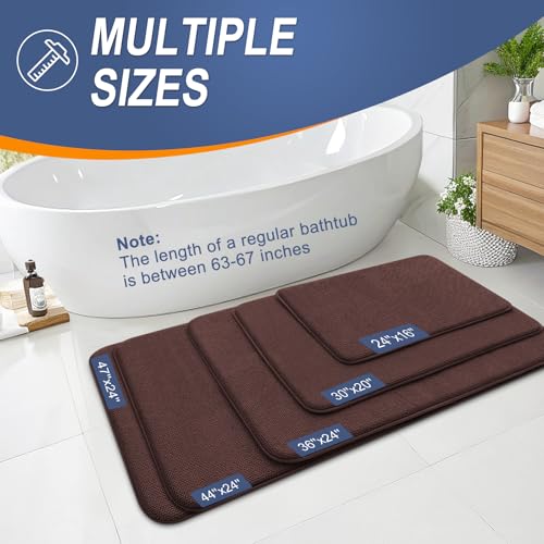 Image of OLANLY Thick Memory Foam Bathroom Runner Rugs 47x20, Extra Soft Absorbent Long Bath Rug, Quick Dry Bath Mats, Non-Slip, Machine Washable Mat for Bathroom, Tub and Shower, Home Decor Accessories, Brown