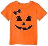 Girls Pumpkin with Bowknot Shirt Tops Toddler Little Kids Halloween Funny Outfit T-Shirt for 7 Years