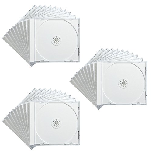 Boîtier CD DVD Blu-ray blanc Sanwa, idéal pour organiser votre salon, pack de 30
