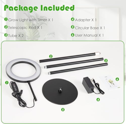 LBW - Grow Lights for Indoor Plants with Full Spectrum Support, Floor Plant Lights for Indoor Growing, 108 LED Standing Plant Lamp, Auto Timer