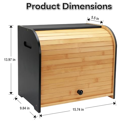 50% Off Bamboo Bread Box for Kitchen Countertop