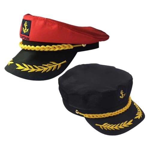 KALLORY Sombrero Bordado Estilo Marinero para Hombre y Mujer, Gorra de Capitán para Fiestas Temáticas y Eventos Náuticos, Ajustable y Cómodo, Accesorio de Disfraz 9.84X7.28X1.96In