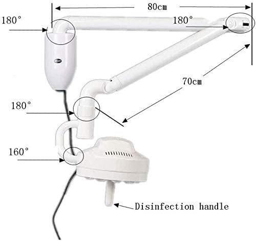 Generico Lampada per Visita Medica Lampada per Visita odontoiatrica Senza Ombre da 30 W, Rotazione a 360° Lampada per Visita Medica chirurgica a LED Luce Fredda, per ginecologia, ambulatoriale, Stoma