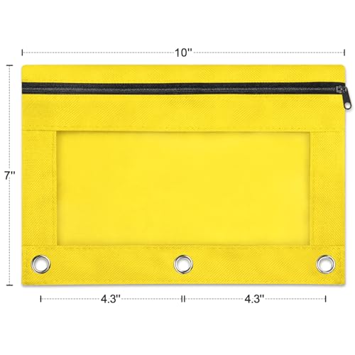 Image of Shemira Pencil Pouch for 3 Ring Binder, Binder Pencil Pouch with Smooth Zipper, Clear Window Pencil Case for Binder, Zipper Pencil Pouches, Big Capacity 3 Ring Binder Pencil Bag, Yellow