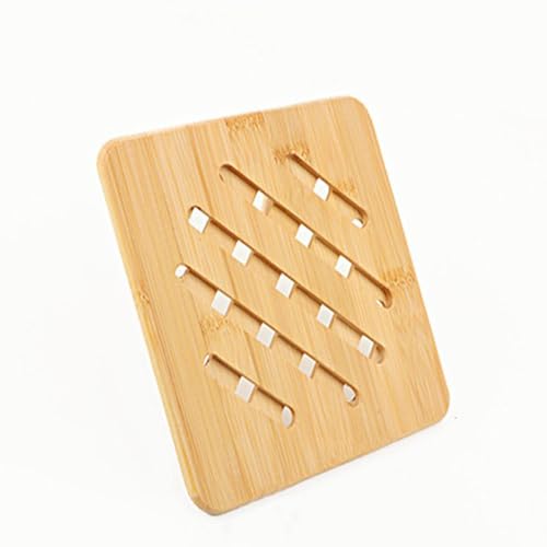 REVGOZU Natural Bamboo Ceramic Pot Tray heat bowls insulation pad, Durable Anti-Hot insulation pad for Hot Dishes, Bowl, Teapot, Hot Pot Holders Tray Soup Bowl Tray table mat(Square, 7.08x7.08*0.39)
