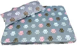 Cama Pet Caminha Para Cachorro e Gato C/ZIPER Colchão Fundo Impermeável com Travesseiro(CINZA COM TRAVESSEIRO,90X50)