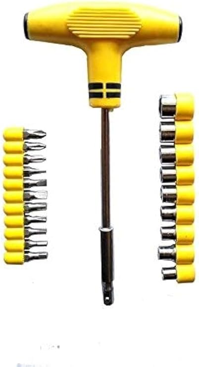 UKRAINEZ 24 pcs interchangeable socket bit set with t-handle Socket Set Home office combination Kit hand tool. Socket Set (Pack of 1)