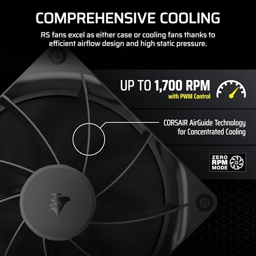 Image of CORSAIR RS140 140mm PWM Fans - Daisy-Chain Connection - Low-Noise - Magnetic Dome Bearing - Dual Pack - Black