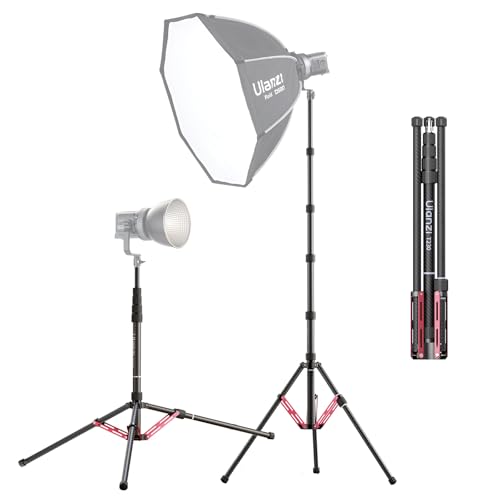 ULANZI Light Stand Carbon Fiber T230 Adjustable Tripod Stand for Photography 230cm/99.55inch Studio Sturdy Tripod for Speedlight Flash Softbox Strobe Light Camera with Carrying Bag