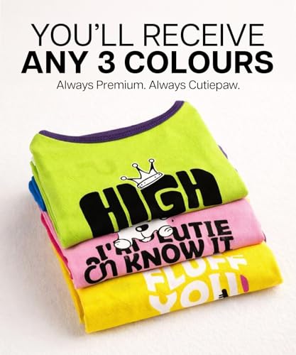 Image of CutiePaw T-Shirt for Dogs and Cats (Pack of 3) | Printed Pet T-Shirts | Dog T Shirts | Trendy Vest | Sleeveless Cotton Tshirt | Comfortable & Breathable Pet Clothing | Summer Tshirts