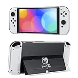 Detachable Case Cover for Nintendo Switch OLED 2021, FANPL Hard PC Protective Case Compatible with Switch OLED Console & Joy Con, Clear Cover with Removable Back Plate of Switch OLED Bracket