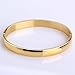 Jusnova Womens Mens Stainless Steel Bracelet Plain Polished Finish Cuff Bangle 7.3 Inches Gold Color