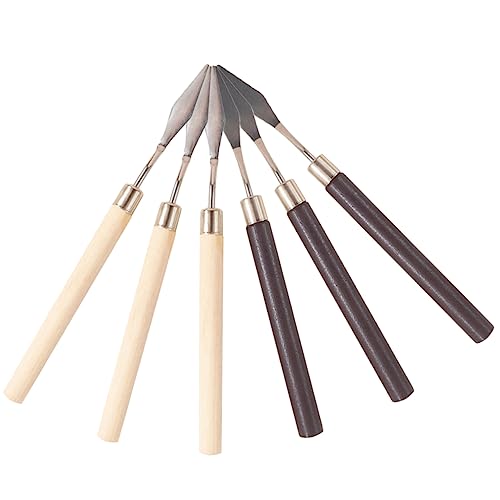 Gogogmee Stainless Steel Wood Makeup Stirring Rods Fluff Scraper for Foundation Nail Staining Palette More