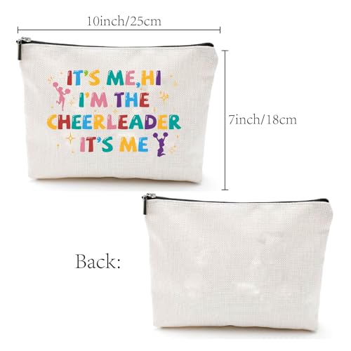 CREATCABIN Cheerleader Makeup Bag Canvas Cosmetic Bag Multi Purpose Pen Case Zipper Toiletry Travel Bag Case Purse Pouches Portable Survival Kit for Women Cheerleading Teammate Gifts 10x7Inch - Image 2