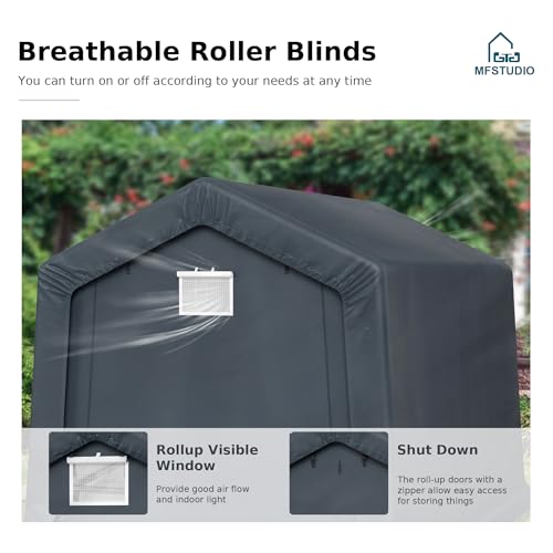 MFSTUDIO Portable Storage Shed 8x12ft, Garage Car Tents Motorcycle Carport - Image 4