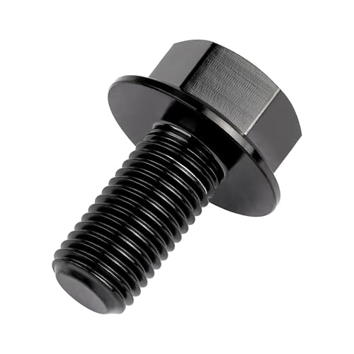 Image of Ti Screws M10 x 20 25 30 35 40 45 50 55 60 65 70 75 80 90 100mm 1.25 Pitch Titanium Flange Hex Bolt Pack of 4 (Black, M10x20mm)