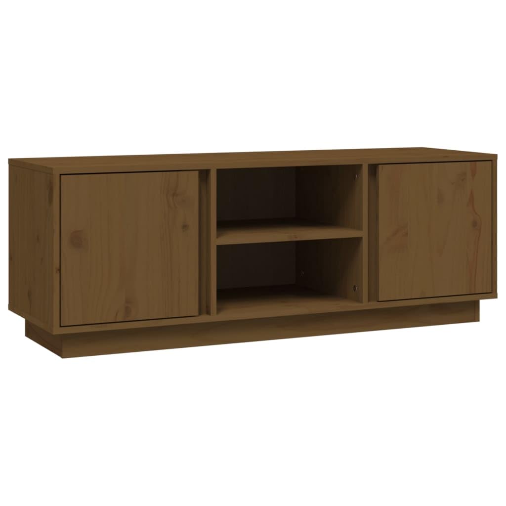 TV-Schrank Honigbraun 110x35x40,5 cm, Massivholz Kiefer, Modernes Media Center für Wohnzimmer, Schlafzimmer, Viel Stauraum