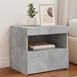 Owoxanthellate Nachttische mit LED Betongrau 50x40x45 cm Set aus 2 Nachtkästchen Modernes Holzwerkstoff Beistelltisch für Schlafzimmer Wohnzimmer Flur