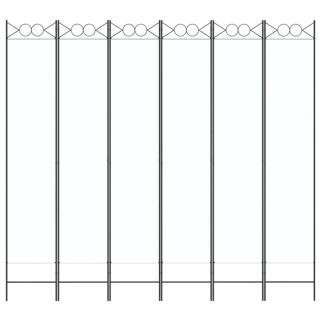 Biombo Plegable de 6 Paneles - Separador de Ambientes y Decoración de Privacidad para Patio - Enrejado Blanco de Tela y Hierro 240x220 cm