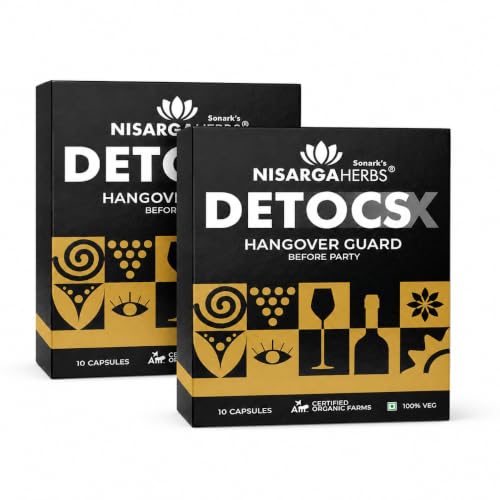 Image of SONARK'S NISARGAHERBS Detocs 10 Capsules (Pack of 2) | Ayurvedic Supplement for Hangover Relief, Liver Detox & Headache Support | Clinically Proven Formula