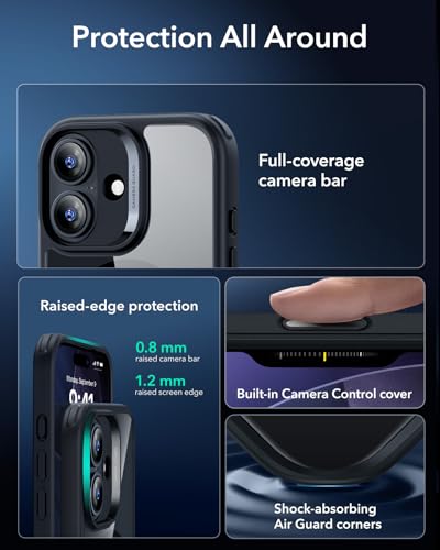 Image of ESR for iPhone 17 Case, Camera Control Cover, Compatible with MagSafe, Shockproof Military-Grade Protection, Magnetic Phone Case for iPhone 17, Classic Hybrid Case, Clear Black
