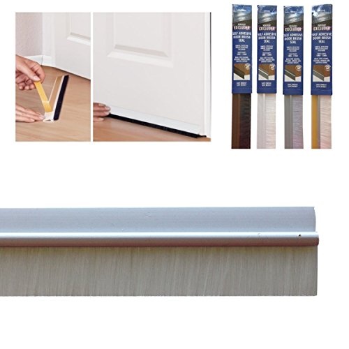 Bottom Door Seal with Colour Matching Brush dans Self Adhesive PVC, 860 mm/34 ', blanc