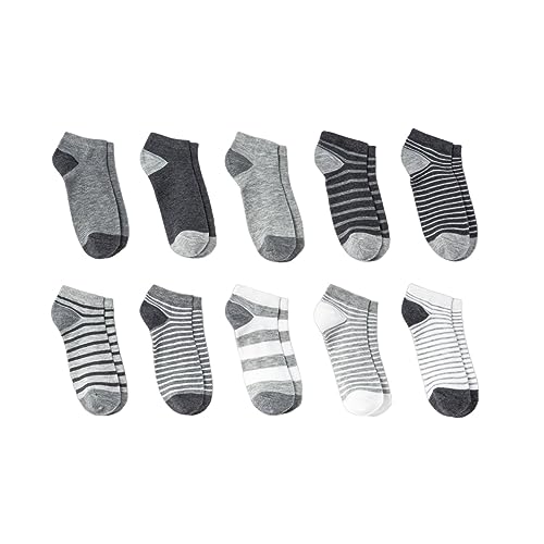 Boys' 10pk Lightweight No Show Socks - Compatible with Cat & Compatible with Jack Black/Compatible with White Size M