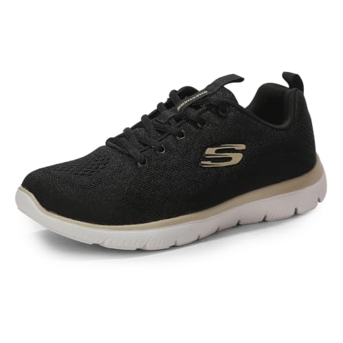 Image of Skechers Womens Summits Black Gold Casual Slip On Shoe