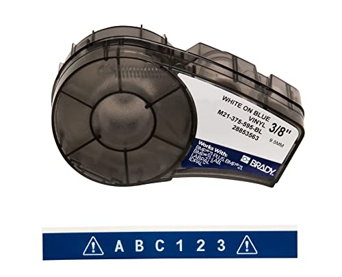 Image of Brady M21-375-595-BL BMP21 Tape B- 595 Indoor /Outdoor Vinyl Film Size: 3 /8 inch x 21' WHT /BLU