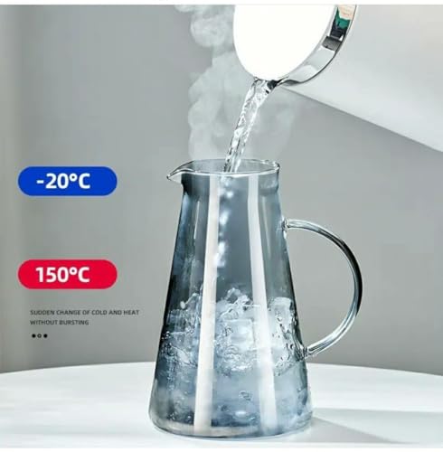 Image of Premium Water and Juice Black Glass & Borosilicate Glass Jug Set Combo [6 Piece Glass 280ML & 1 Piece Jug 2 Liter] Transparent Pitcher Set for Dining Table,Home & Restaurant,Party (MTS - 04)